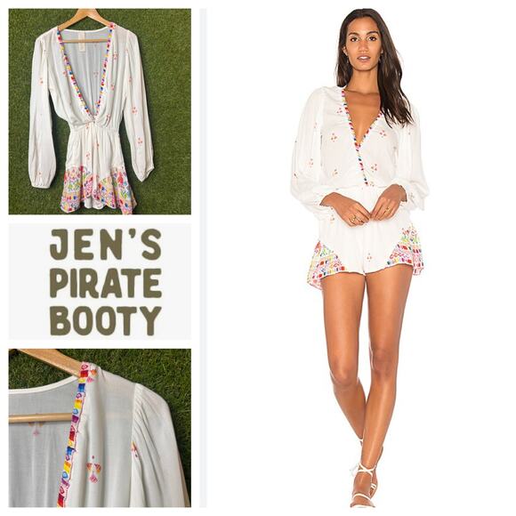 Jen's‎ Pirate Booty Jaguar Romper Crossover Front Elastic Cuffs Casual Size XS - Picture 1 of 9